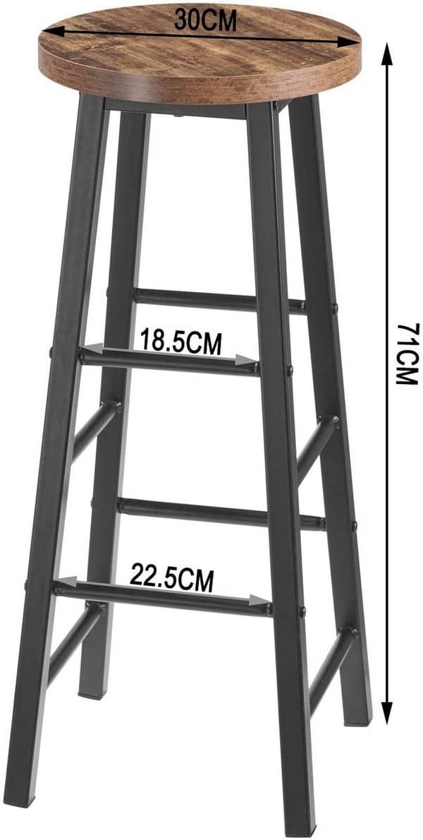 Rootz Industrial baarijakkara - Työpöytäjakkara - Metalli- ja puujakkara - Tukeva, kestävä, Monipuolinen - Liukumaton - 71cm x 30cm