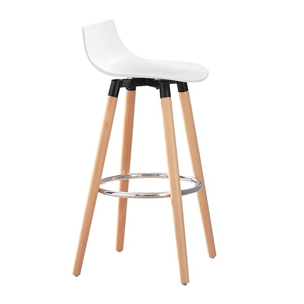 Rootz Modern baarijakkara - Työtuoli - Baarituoli - Valkoinen - Paksu pehmuste - Helppo huoltaa - Tukevat pyökkijalat - 41cm x 84cm