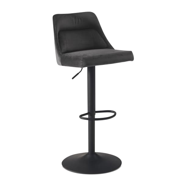 Rootz Velvet Grey Barpall - Svängbar kökspall - Bistrostol - Högkomfortdesign - Justerbar höjd 86-106cm - 45cm Basdiameter