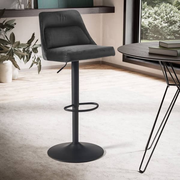 Rootz Velvet Grey Barpall - Svängbar kökspall - Bistrostol - Högkomfortdesign - Justerbar höjd 86-106cm - 45cm Basdiameter
