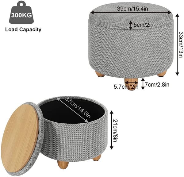 Rootz Multifunctional Ottoman - Förvaringspall - Soffbord - Bekväma sittplatser - Mångsidig design - Hållbar konstruktion - 39cm x 33cm