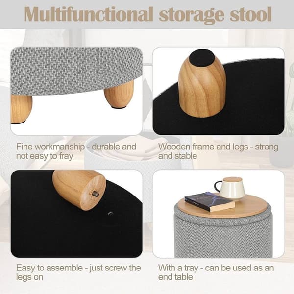 Rootz Multifunctional Ottoman - Förvaringspall - Soffbord - Bekväma sittplatser - Mångsidig design - Hållbar konstruktion - 39cm x 33cm