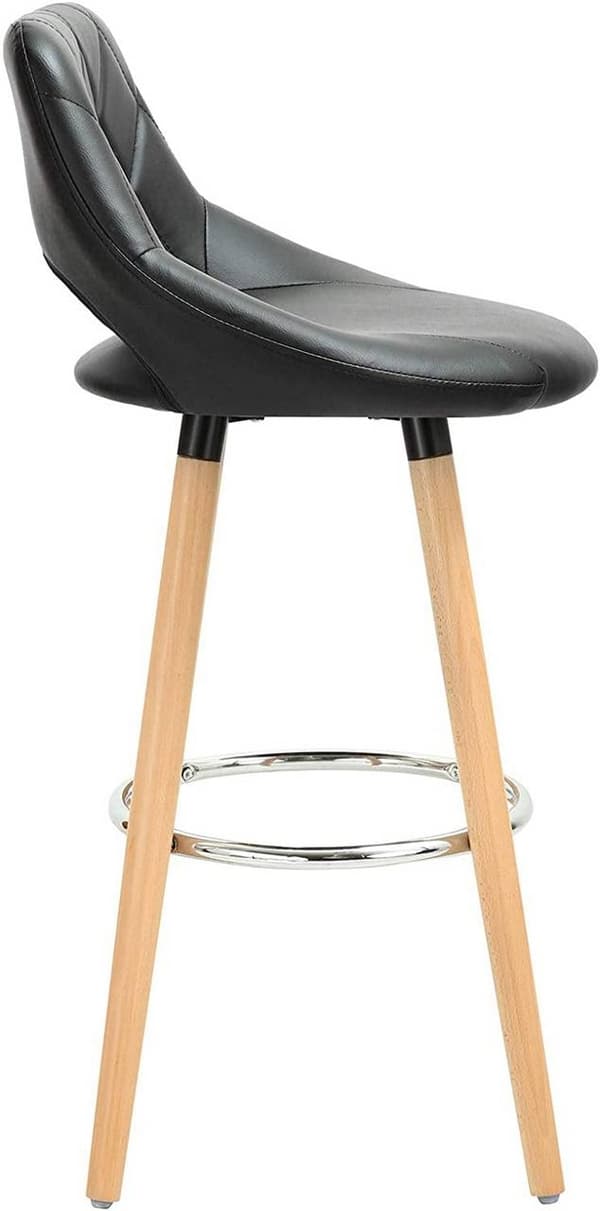 Rootz keinonahkainen baarijakkara - Puurunkoinen jakkara - Mukava istuin - Kestävä ja vakaa - Helppo koota - 91 cm x 43 cm x 43 cm