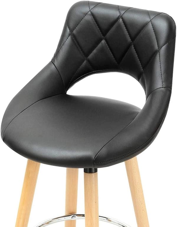 Rootz keinonahkainen baarijakkara - Puurunkoinen jakkara - Mukava istuin - Kestävä ja vakaa - Helppo koota - 91 cm x 43 cm x 43 cm