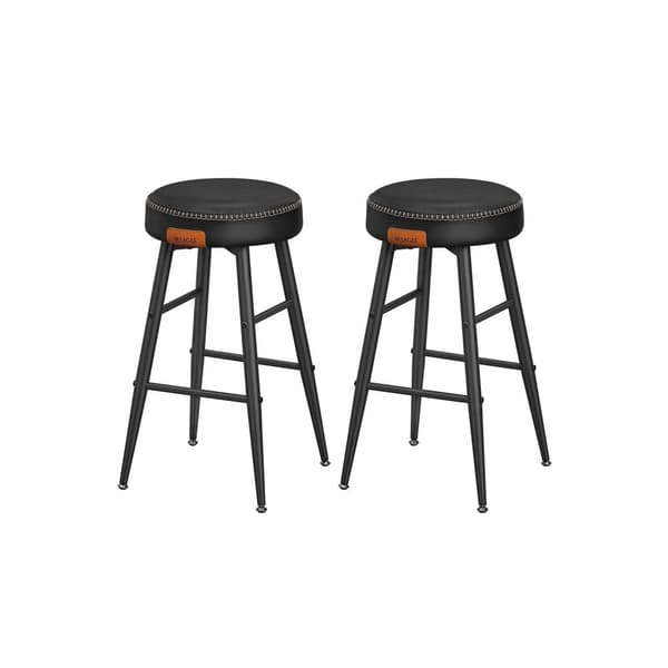 Rootz 4-osaiset baarituolit - Työpöytäjakkarat - Keittiön jakkarat - Teräsrunko - 49,5 cm x 49,5 cm x 63 cm - Muste musta - PU-nahka - Kevyt - Helppo