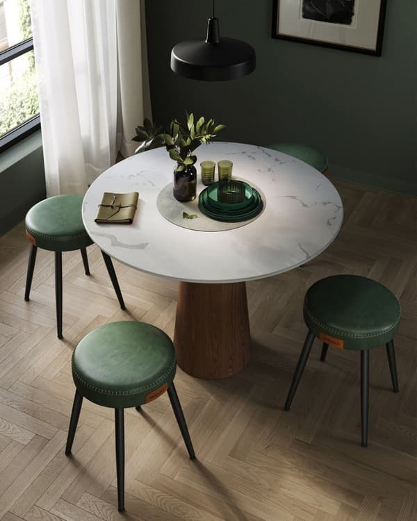 Rootz Forest Green Steel Barstolesæt - Bordskammel - Køkkenskammel - 58D støbt skum - PU syntetisk læder - Krydsfiner - 48 cm x 48 cm x 48,2 cm - Letv