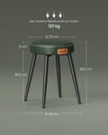 Miniatyrbillede 6 af 7: Rootz Forest Green Steel Barstolesæt - Bordskammel - Køkkenskammel - 58D støbt skum - PU syntetisk læder - Krydsfiner - 48 cm x 48 cm x 48,2 cm - Letv