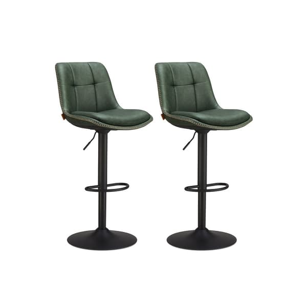 Rootz Forest Green PU-baarituolit - Työpöytäjakkarat - Kääntyvät istuimet - Kromattu teräs - Vaahtomuovipehmuste - Säädettävä korkeus - Ergonominen mu