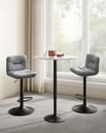 Miniatyrbillede 3 af 10: Rootz Grey 2-delt sæt barstole - Bordskamler - Køkkenø-sæder - PU-materiale - Metalramme - Skumpolstring - Justerbar højde - Kompakt design - Ergonomi
