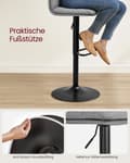 Miniatyrbillede 10 af 10: Rootz Grey 2-delt sæt barstole - Bordskamler - Køkkenø-sæder - PU-materiale - Metalramme - Skumpolstring - Justerbar højde - Kompakt design - Ergonomi