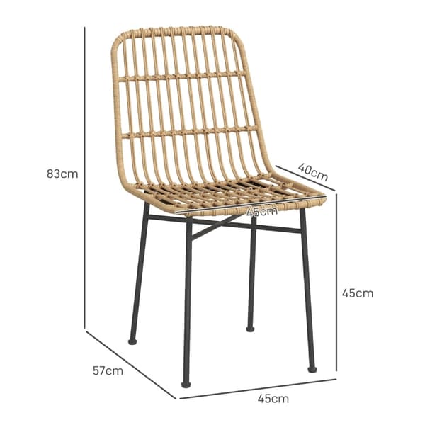 Rootz ruokapöydän tuolisarja - Keittiötuoli - Boho-tyyli - Kestävä rakenne - Lattian suojaus - Monipuolinen muotoilu - 45 cm x 57 cm x 83 cm - Luonnol