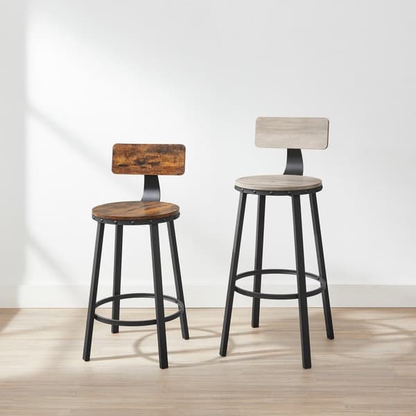Rootz Vintage Brun-Svart 2-delad uppsättning barstolar - Bänkpallar - Spånstål - Kompakt design - Enkel montering - Robust konstruktion - 37 cm x 62,5