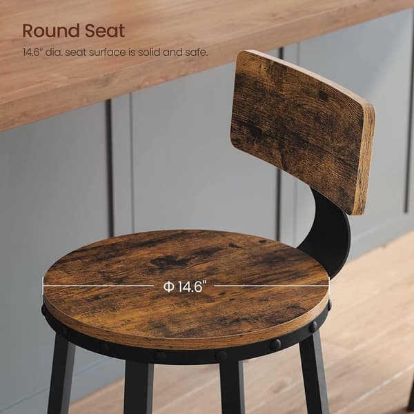 Rootz Vintage Brun-Svart 2-delat set Barstolar - Träspånskiva Stål - Höga stolar - Rustika säten - 54cm x 99cm - 100kg Kapacitet