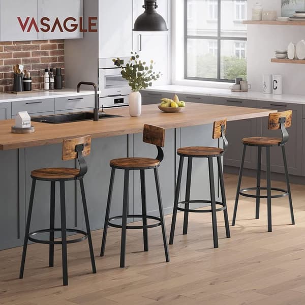 Rootz Vintage Brun-Svart 2-delat set Barstolar - Träspånskiva Stål - Höga stolar - Rustika säten - 54cm x 99cm - 100kg Kapacitet