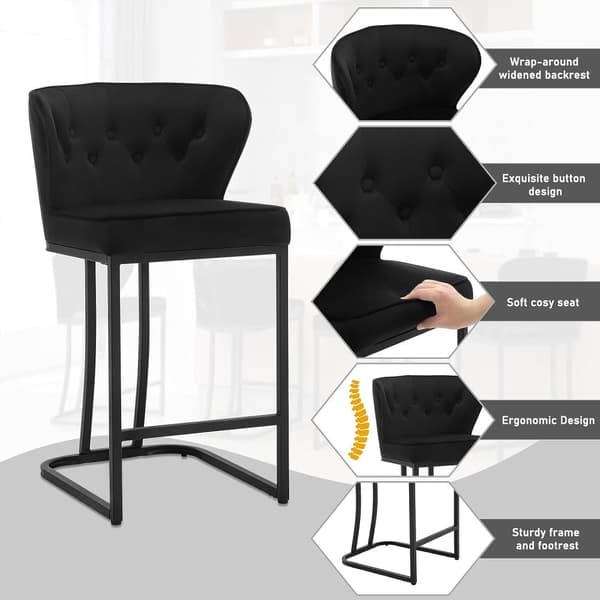 Rootz Velvet Barpall - Bänkpall - Köksstol - Bekväma sittplatser - Hållbar och stabil - Ergonomisk design - 49cm x 85cm x 48,5cm