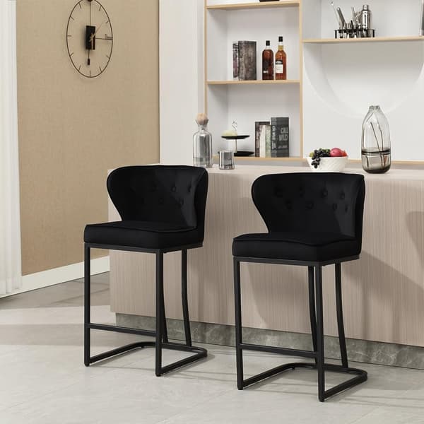 Rootz Velvet Barpall - Bänkpall - Köksstol - Bekväma sittplatser - Hållbar och stabil - Ergonomisk design - 49cm x 85cm x 48,5cm