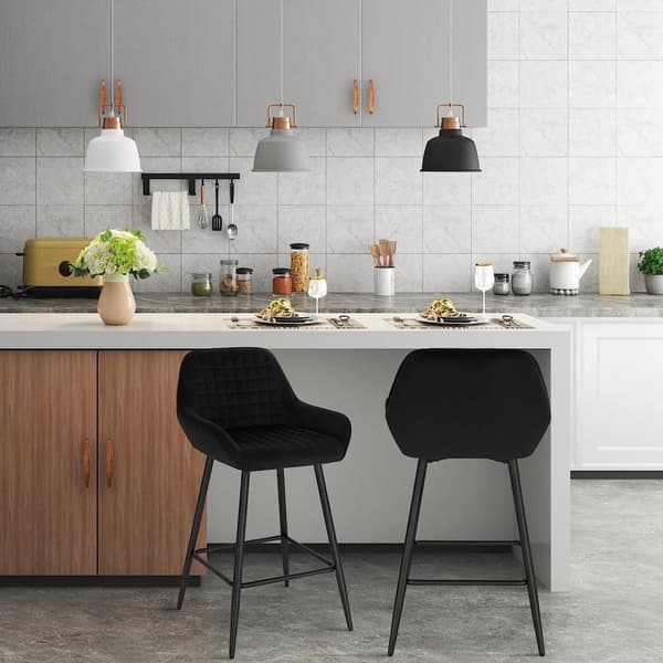 Rootz baarijakkara - Työpöytäjakkara - Kitchen Island baarijakkara - samettiverhoilu - Ergonominen muotoilu - Vakaa metallirunko - 32,5 cm x 37 cm Ist