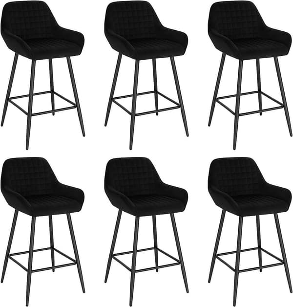Rootz baarijakkara - Työpöytäjakkara - Kitchen Island baarijakkara - samettiverhoilu - Ergonominen muotoilu - Vakaa metallirunko - 32,5 cm x 37 cm Ist