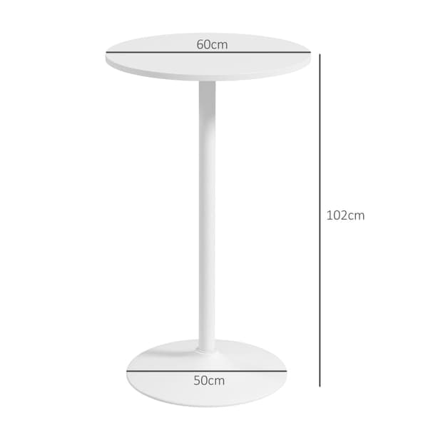 Rootz Barbord - Bord för 2 personer - Modern design - Runt bord - Pulverlackerat stål - Vit - 60 x 60 x 102 cm