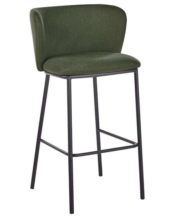 Barstole Mørkegrøn Sæt af 2 Høj Køkkenstole Retro Rund Ryglæn Fodstøtte Design Counterstol til Barbord Stole til Køkkenø