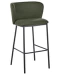 Miniatyrbillede 4 af 9: Barstole Mørkegrøn Sæt af 2 Høj Køkkenstole Retro Rund Ryglæn Fodstøtte Design Counterstol til Barbord Stole til Køkkenø