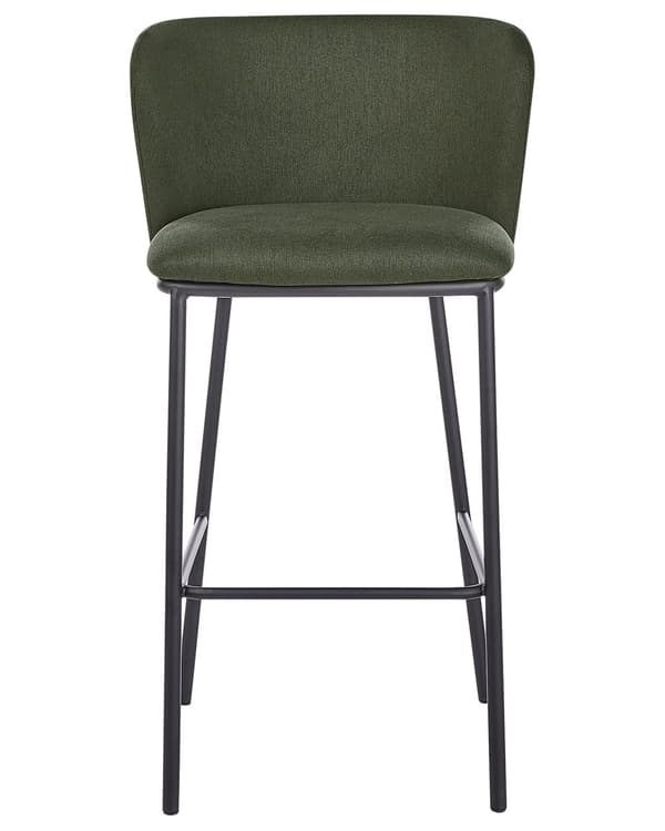 Barstole Mørkegrøn Sæt af 2 Høj Køkkenstole Retro Rund Ryglæn Fodstøtte Design Counterstol til Barbord Stole til Køkkenø