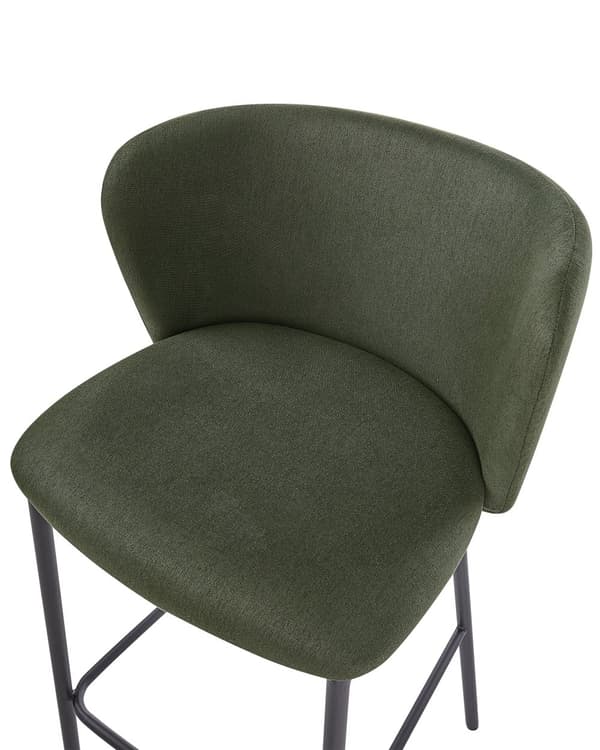 Barstole Mørkegrøn Sæt af 2 Høj Køkkenstole Retro Rund Ryglæn Fodstøtte Design Counterstol til Barbord Stole til Køkkenø