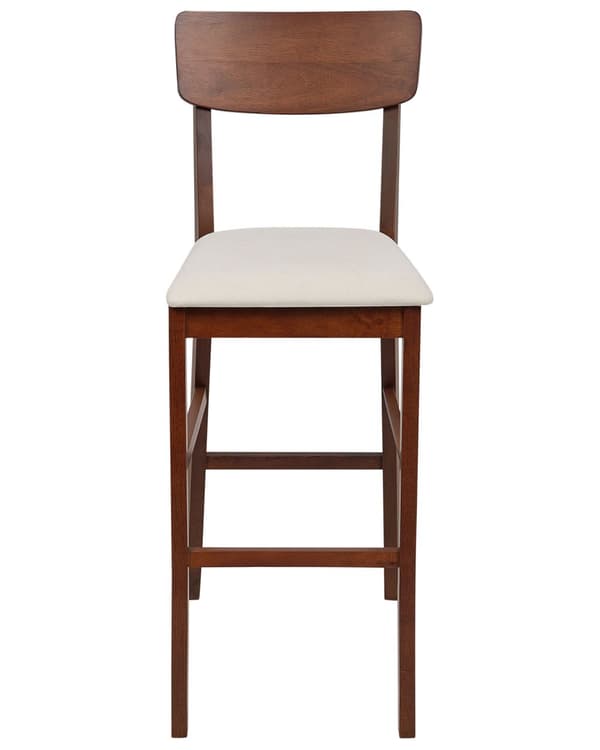 Barstol 2 st Ljusbeige Gummiträ Polyester Stoppad Sits Mörkt Trä