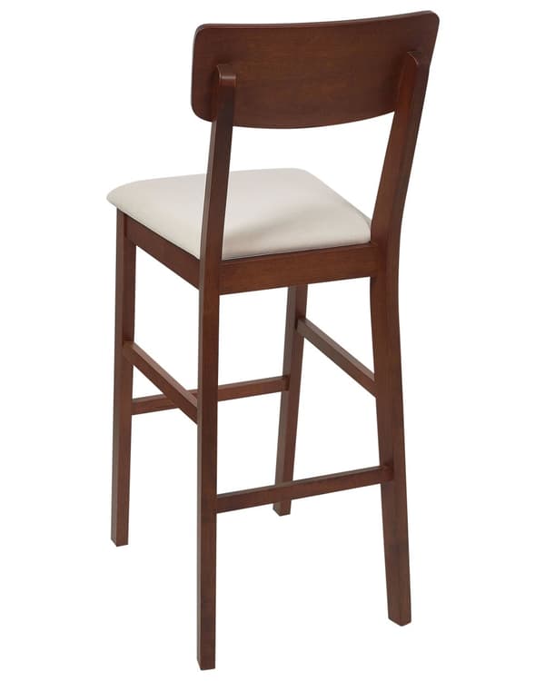 Barstol 2 st Ljusbeige Gummiträ Polyester Stoppad Sits Mörkt Trä