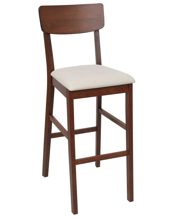 Barstol 2 st Ljusbeige Gummiträ Polyester Stoppad Sits Mörkt Trä