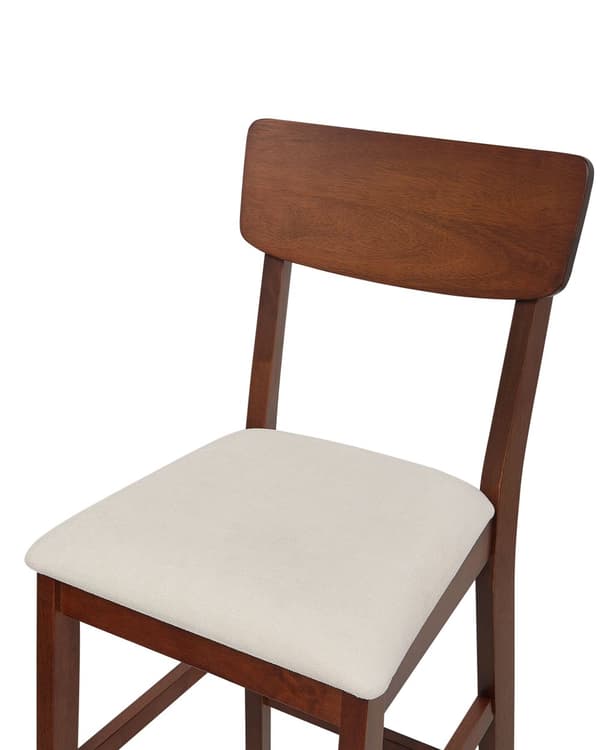 Barstol 2 st Ljusbeige Gummiträ Polyester Stoppad Sits Mörkt Trä