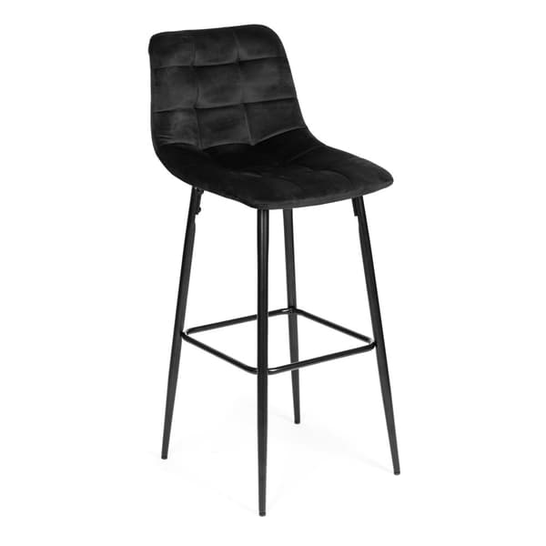 Barstol med ryglæn - 105x44x51 cm - velour - sort