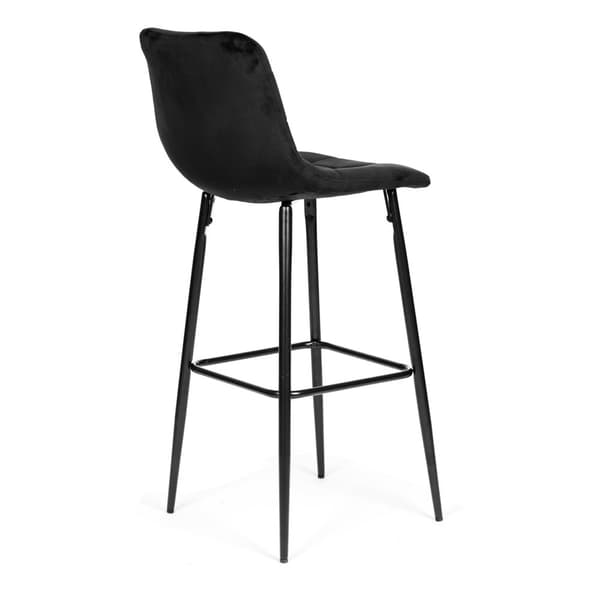 Barstol med ryglæn - 105x44x51 cm - velour - sort