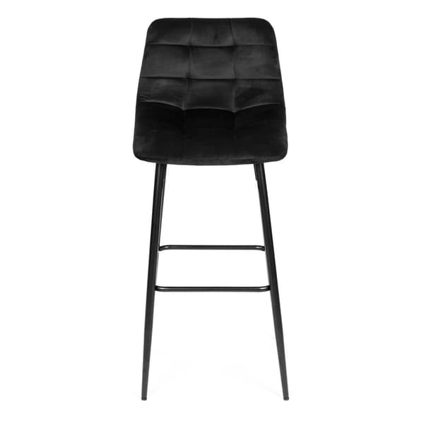 Barstol med ryglæn - 105x44x51 cm - velour - sort
