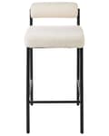 Miniatyrbilde 6 av 10: Sett med 2 barstoler Hvit Bouclé Polyester Svarte metallben Uten armlener Rund ryggstøtte Moderne design Spisestue Kjøkken