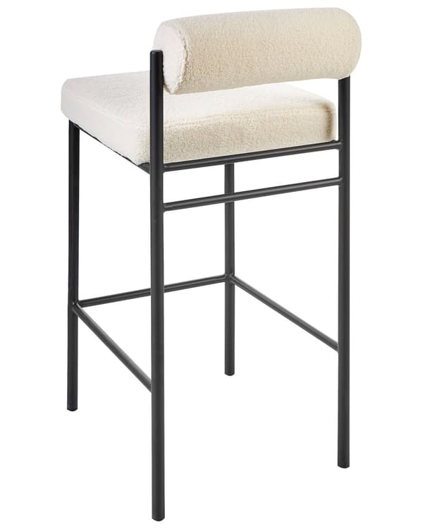Sett med 2 barstoler Hvit Bouclé Polyester Svarte metallben Uten armlener Rund ryggstøtte Moderne design Spisestue Kjøkken