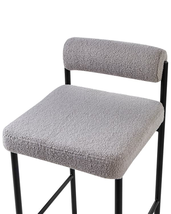Barstolar 2 st Grå Polyester Boucléklädsel Svarta Metallben Armlösa Stolar Rullstöd Modern Matsal Kök