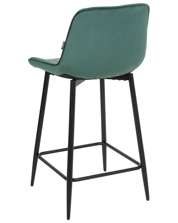 Barstol Grøn Bouclé Sæt af 2 Høje Køkkenstole med Ryglæn til Barbord og Køkkenø Retro Design