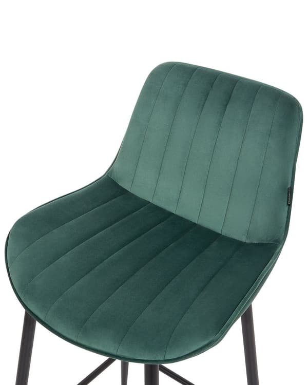 Barstol Grøn Bouclé Sæt af 2 Høje Køkkenstole med Ryglæn til Barbord og Køkkenø Retro Design