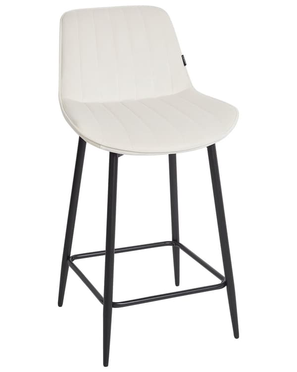 Baarituoli vaalea beige sametti verhoiltu 2 kpl setti jalkatuella käsinojaton tikattu retro