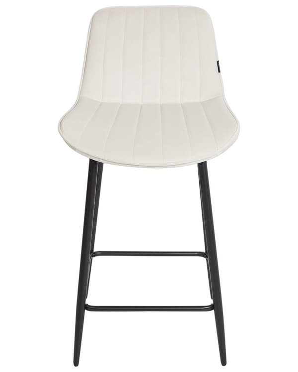 Baarituoli vaalea beige sametti verhoiltu 2 kpl setti jalkatuella käsinojaton tikattu retro
