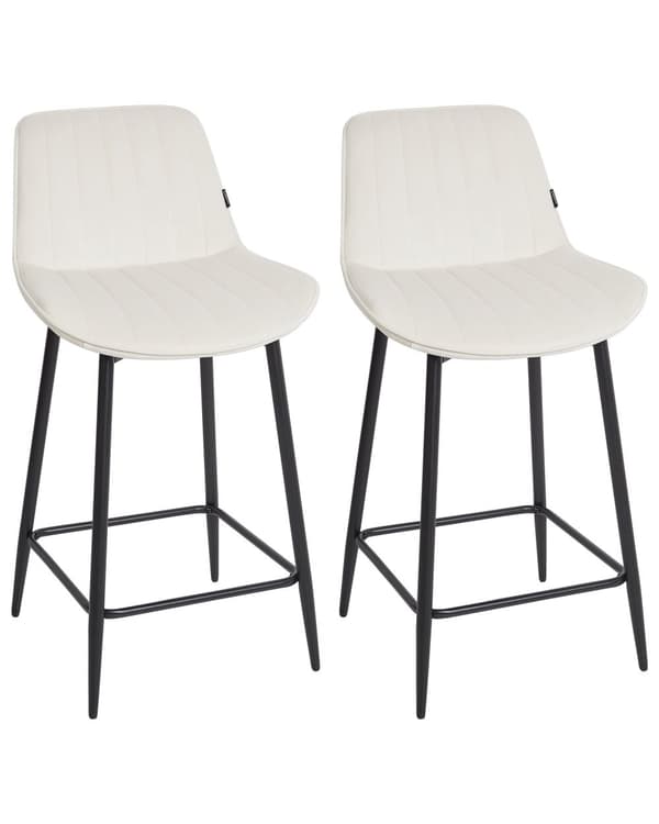 Baarituoli vaalea beige sametti verhoiltu 2 kpl setti jalkatuella käsinojaton tikattu retro