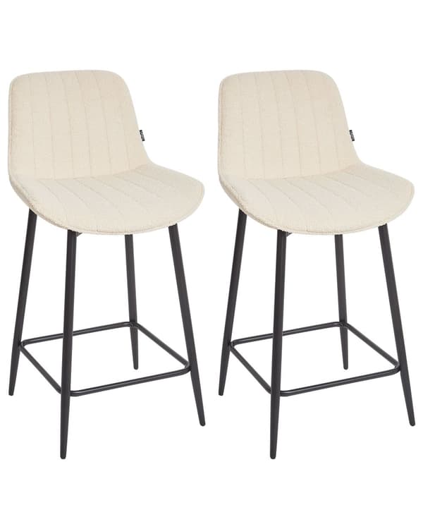Baarituoli vaalea beige buklee verhoiltu 2 kpl setti jalkatuella käsinojaton tikattu retro