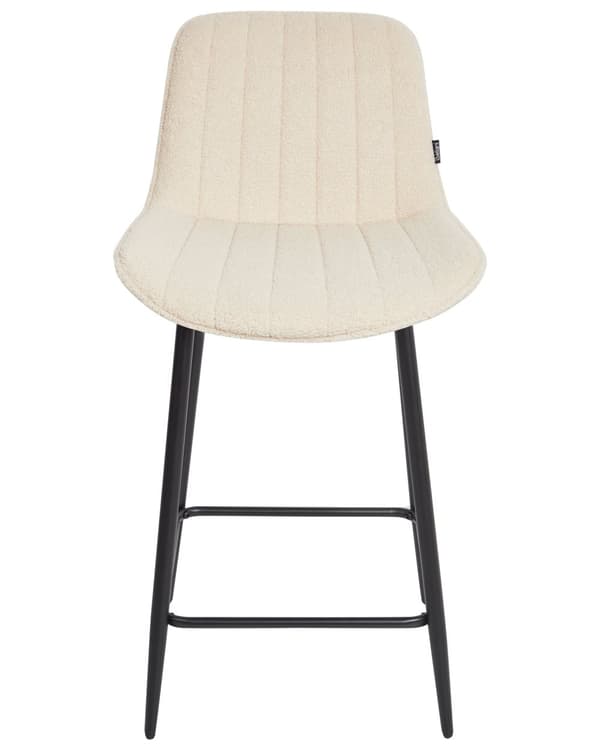 Sett med 2 Barstoler Lys Beige Armløs Boucle Svart Stålben Moderne Design Spisestue Sitteplasser