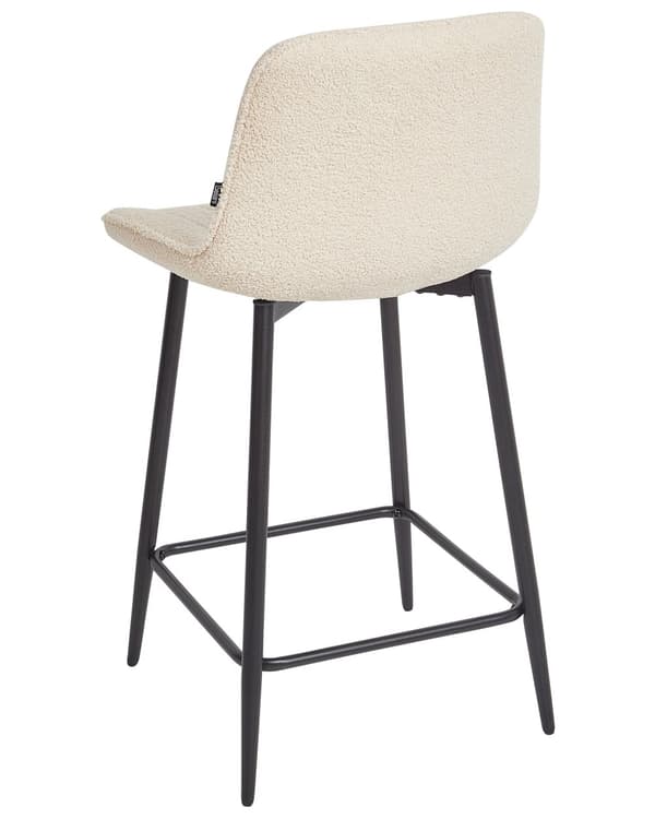 Sett med 2 Barstoler Lys Beige Armløs Boucle Svart Stålben Moderne Design Spisestue Sitteplasser