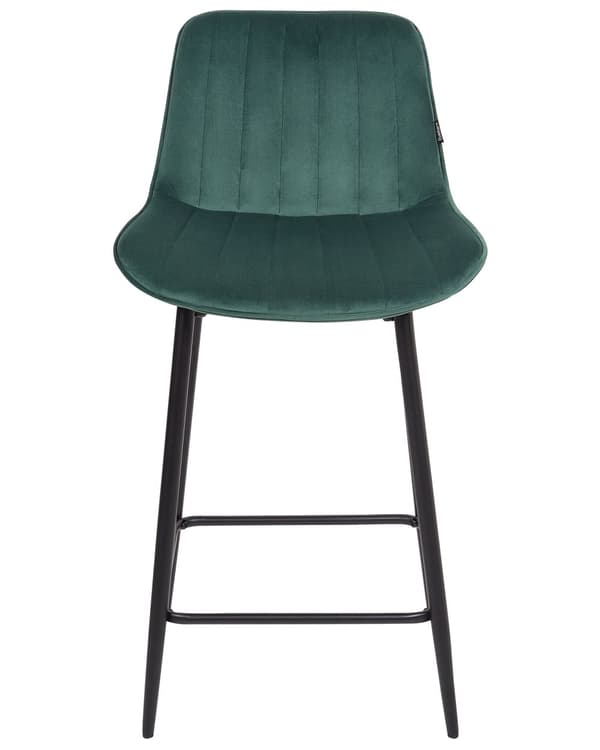 Sett med 2 Barstoler Lys beige Armløs Fløyel Svart Stålben Moderne Design Spisestue Sitteplasser