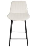 Miniatyrbilde 5 av 9: Sett med 2 Barstoler Lys Beige Armløs Fløyel Svart Stålben Moderne Design Spisestuestoler