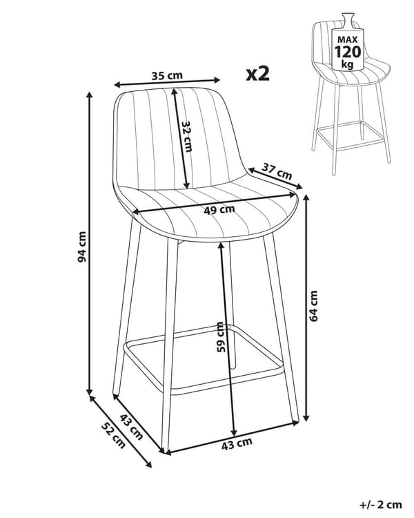 Set om 2 Barstolar Smaragdgrön Utan Armstöd Sammet Svarta Stålben Modern Design Matsal Pallar Kök Bar Matsal