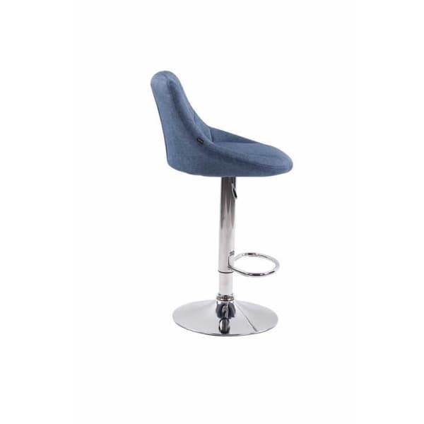 Barstol - NEYRON - Blå - Höjdjusterbar - Tyg - Modernt design
