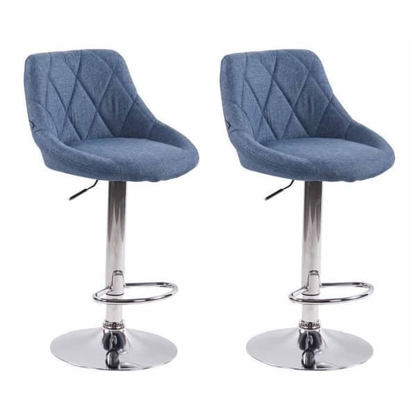 Barpall - NEYRON - Blå - Höjdjusterbar - Paket med 2 - Modern design
